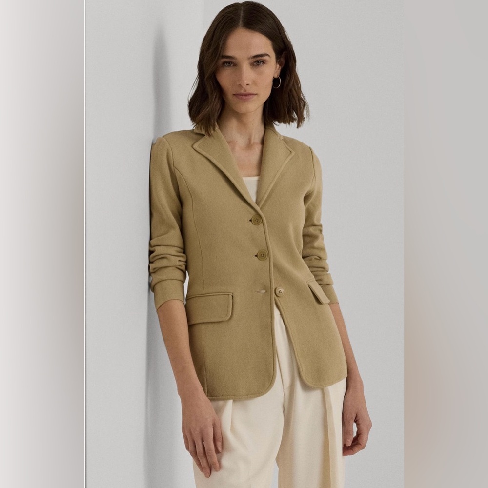 Lauren Ralph Lauren Combed Cotton Blend Blazer in Birch Tan
